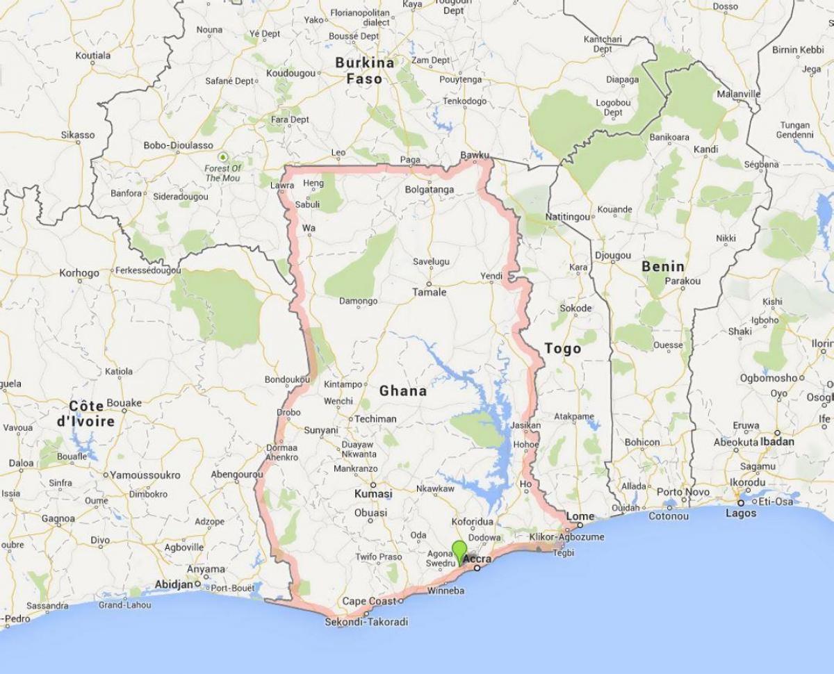 λεπτομερής χάρτης της άκκρα, γκάνα
