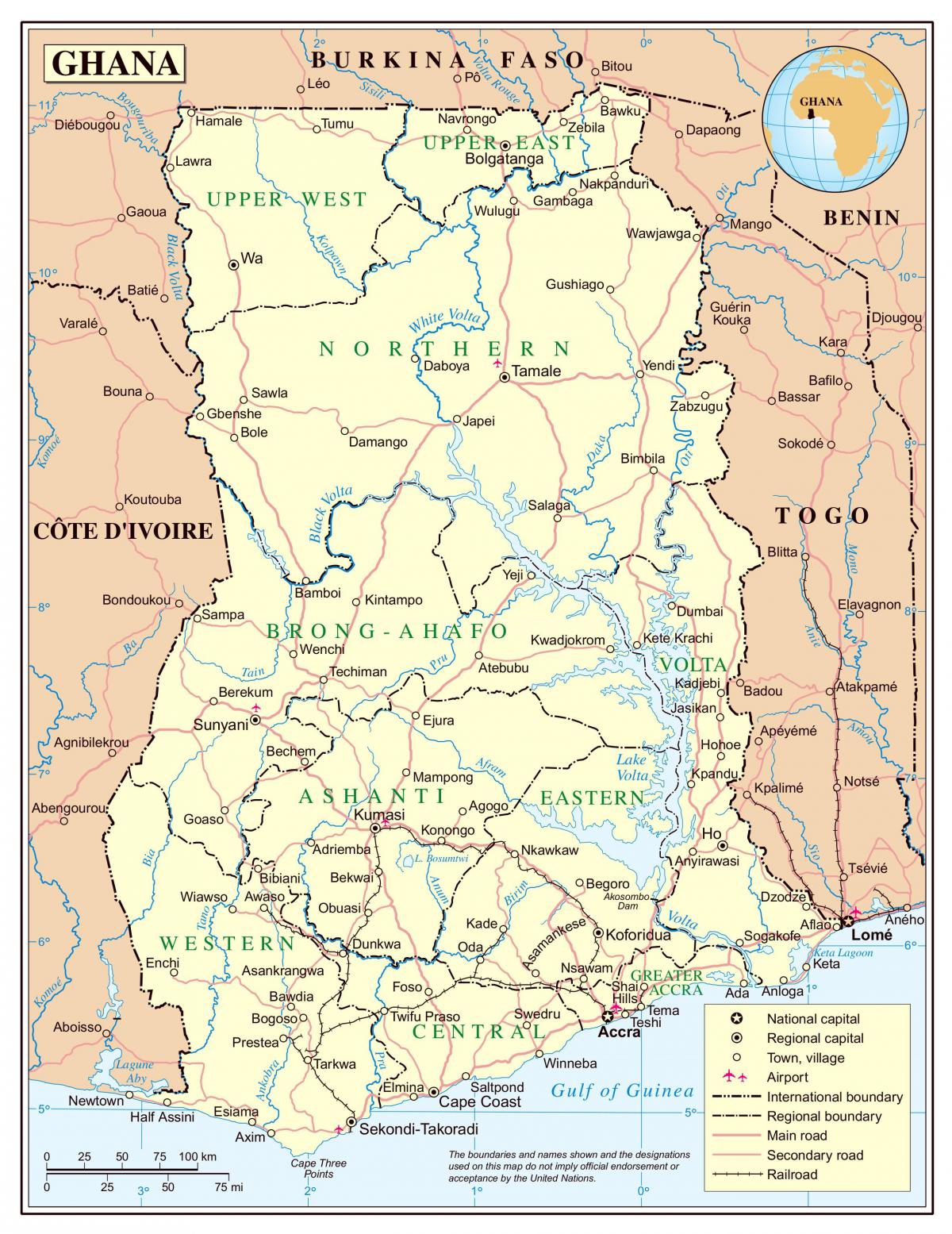 Χάρτης λεπτομερείς γκάνα